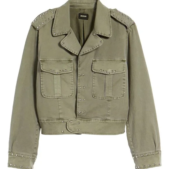 Hudson Jeans Jackets Coats Hudson Green Radar Studded